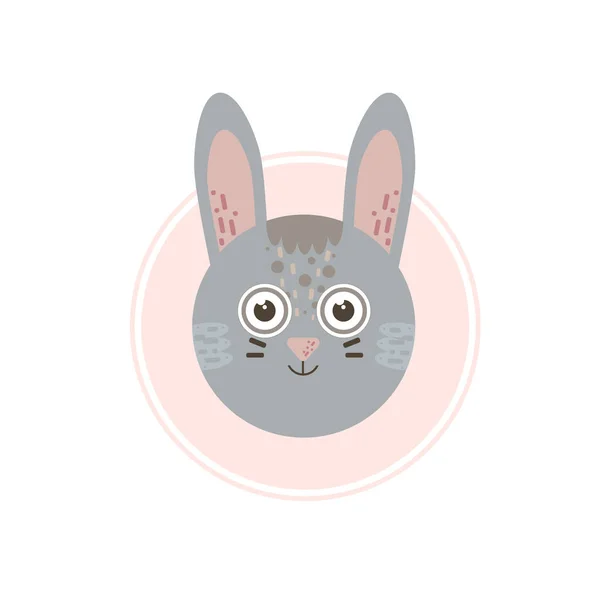 灰色とピンク色の漫画のフラットウサギのベクトルイラスト — ストックベクタ