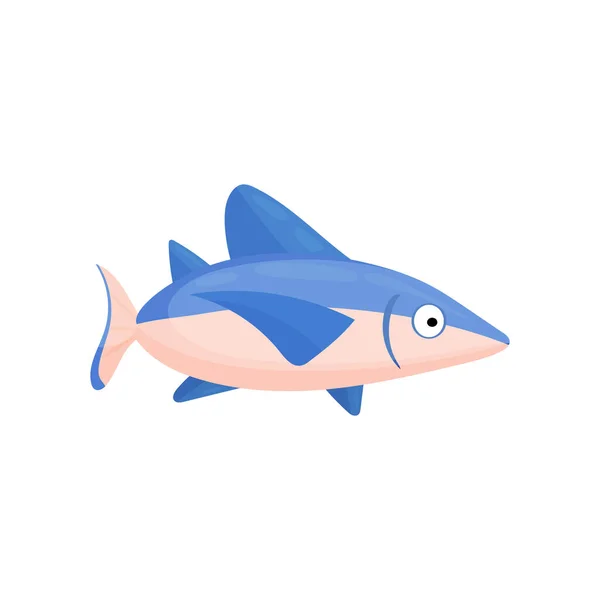 Desenho Animado Vetorial Tubarão Isolado Fundo Branco Animais Marinhos Vida —  Vetores de Stock