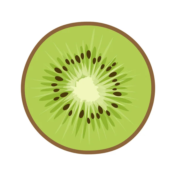 Kiwi Verde Con Semi Taglio Stile Fumetto Elemento Kiwi Isolato — Vettoriale Stock