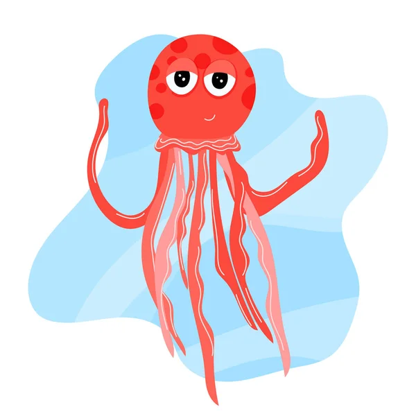Marine Life Jellyfish Swims Underwater Sea Season Sea Beach Ocean — Stock Vector