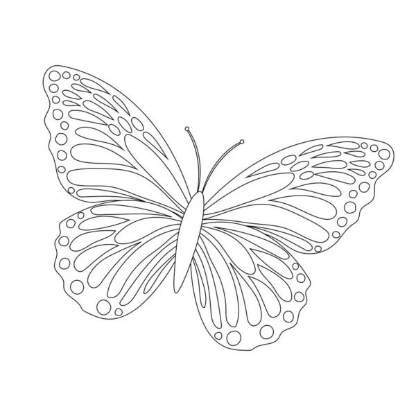 Livre Colorier Papillon Pour Enfants Noir Blanc Isolé Sur Fond — Image vectorielle