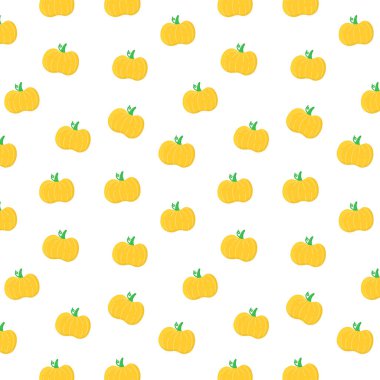 Sonbahar tatilleri için en az pürüzsüz balkabağı deseni. Davetiyeler, tasarımlar, tekstil için Cadılar Bayramı kabağı arkaplan deseni. Düz stil.