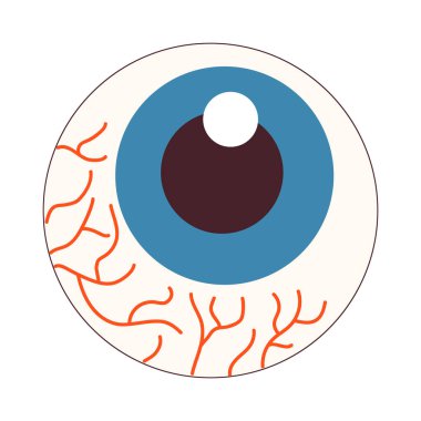 Şeytani cadılar bayramı illüstrasyonunda kırmızı damarlı ürkütücü bir göz vardı. Korku temalı tasarımlar, ürkütücü davetiyeler ve Cadılar Bayramı dekorasyonları için mükemmel.