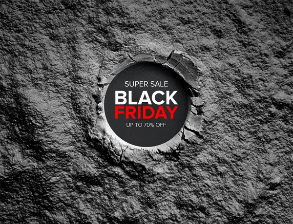Black Friday Super Sale Black Tag Texture Stone Background Sale — Stock Vector