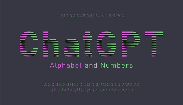 Abstract Modern Digital Font Alphabet Neon Stripes Technology Vector Lphabet — Vector de stock