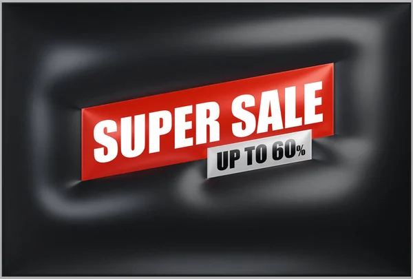 Úžasný Nafouklý Moderní Banner Pro Super Prodej Nabízí Slevy Černé — Stockový vektor