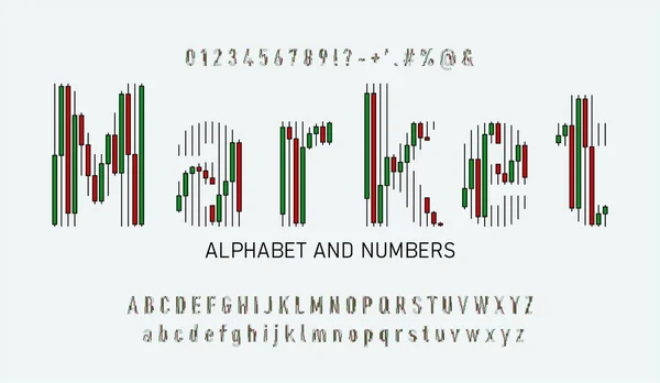 Alfabetet Tillverkat Japansk Ljusstake Diagram Över Börsen För Finansiella Diagram — Stock vektor