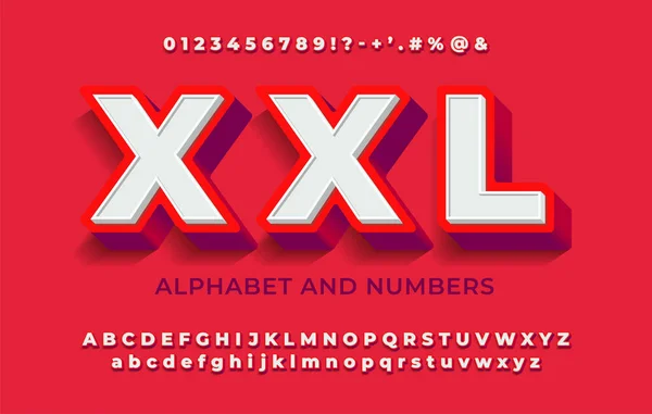 Modern Red Bold Font Alphabet Effect Shadow — Stock Vector