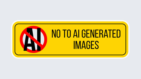 Нет желтому знаку AI-Generated Images. Знак анти-Ай. Протест против ИИ. Векторная иллюстрация