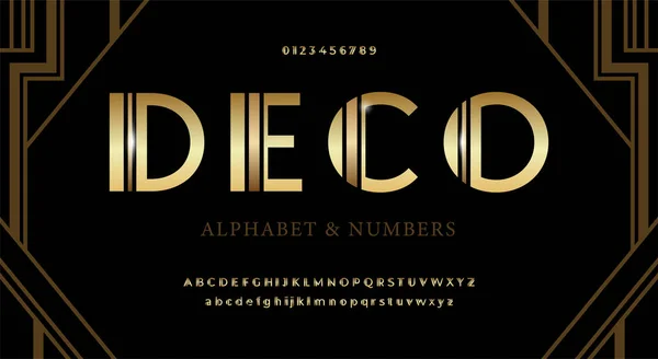 Bold Gold Alphabet Art Deco Style — Stock Vector
