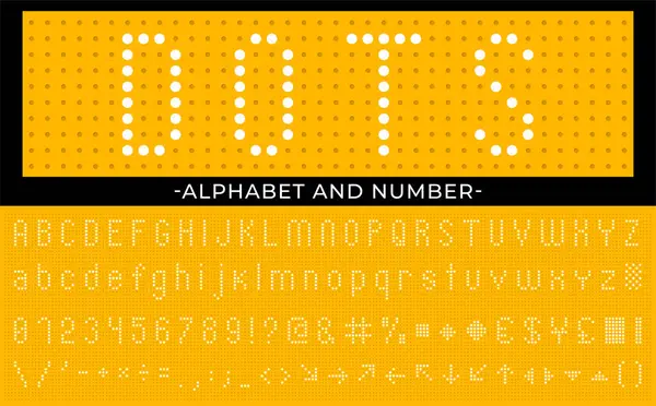Alphabet Made Filled Dots Circles Led Dots Alphabet Airport Digital — Stock Vector