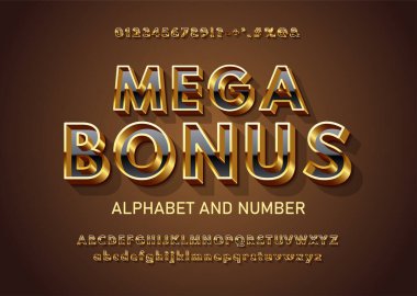 Kaliteli altın alfabe. İnce altın çizgileri ve parlak siyah bir merkezi var. Tabelaları, sembolleri ve numaraları olan şık, altın renkli 3D yazı tipi. Mega Bonus