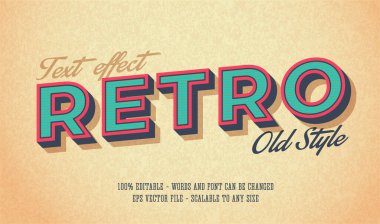 Renkli italik retro yazı tipi ve metin efekti 80 'ler, 90' lar. Retro biçiminde düzenlenebilir metin efekti. Vektör illüstrasyonu