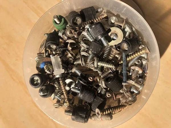 stock image metal nuts, bolts and screws