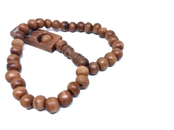 Close Wooden Rosary — Stock Photo, Image
