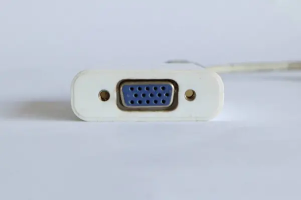 stock image close up of white isolated VGA adapter