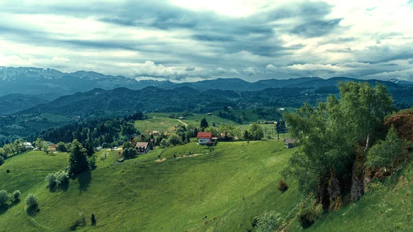 Panoramic View Mountain Village Mountains Alps — Stock Photo, Image