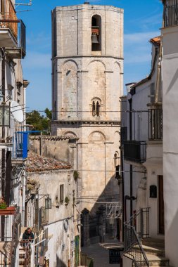 İtalya 'nın eski Monte Sant' Angelo kentinin hava manzarası