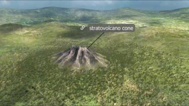 Stratovolcano, lav akıntıları, kül ve volkanik kayalardan oluşan katmanlardan oluşan sarp ve konik bir volkandır..