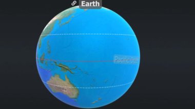 3D okyanus haritası, derinlikleri vurgulama, sualtı özellikleri, akıntılar ve su kütlelerinin küresel dağılımı.