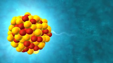 Alfa parçacıkları radyoaktif bozunma 3 boyutlu animasyon kararsız atomlardan helyum çekirdeği emisyonu gösteriyor.
