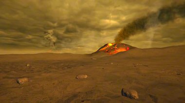 3D animation maps Venuss volcanic highlands, lowland plains, impact craters, and tectonic ridges.