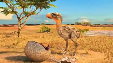 3D animation of a Terror Bird, highlighting its size, anatomy, and prehistoric features.