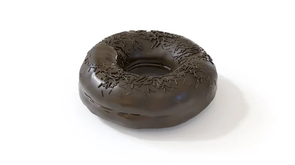 Вкусный Шоколадный Пончик Десерт Изолирован Белом Фоне Концепция Сладкой Пищи — стоковое фото