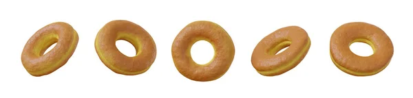 Набір Сирих Пончиків Ізольовані Білому Тлі Інший Вид — стокове фото