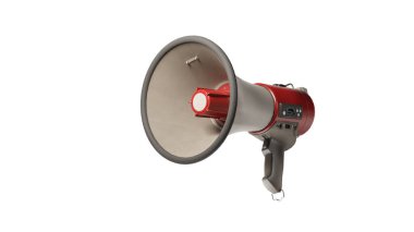 Elektronik megafon Clipping Path ile beyaz arkaplanda izole edildi. Yüksek sesle konuşma aygıtı