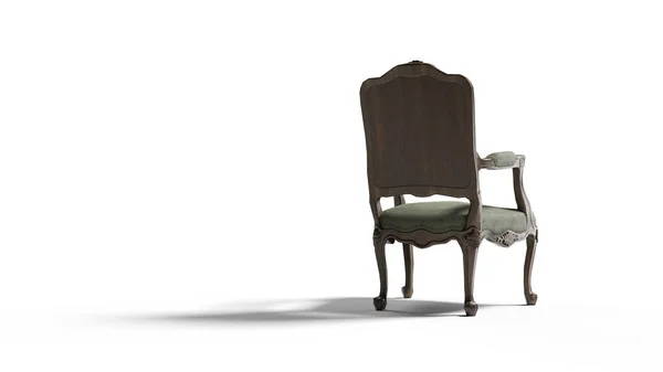 Grüner Stuhl Mit Holzbeinen Auf Weißem Hintergrund Mit Clipping Path — Stockfoto