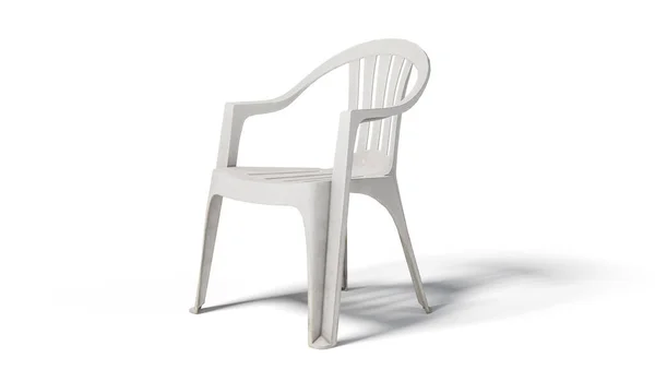 White Monobloc Plastic Chairs Isolated White Background Clipping Path Included — Stock Photo, Image