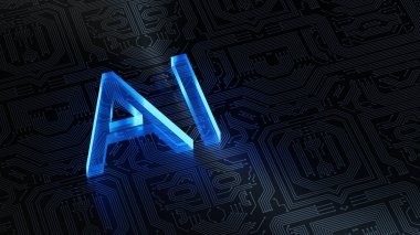 Yapay Zeka Yapay Zeka Sinir Ağı Dijital Beyin Makinesi Devre Tahtası fütüristik 'te büyük veri analiz teknolojisi bağlantı yonga seti işliyor. 3d oluşturma.