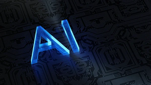 Yapay Zeka Yapay Zeka Sinir Ağı Dijital Beyin Makinesi Devre Tahtası fütüristik 'te büyük veri analiz teknolojisi bağlantı yonga seti işliyor. 3d oluşturma.