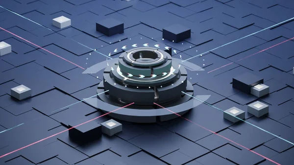 Sci Technologie Robotic Quantum Computing Prozessor Konzept Für Geschäftstechnologie Engineering Stockfoto
