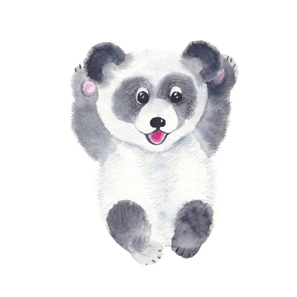 Cute Panda Isolated White Background Watercolor Hand Drawn Illustration Perfect — Stock fotografie