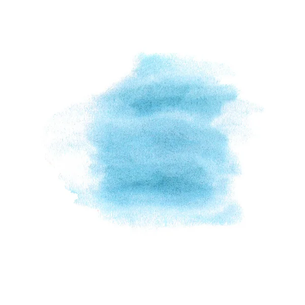 Salpicos Aquarela Azul Ilustração Desenhada Mão Isolada Sobre Fundo Branco — Fotografia de Stock