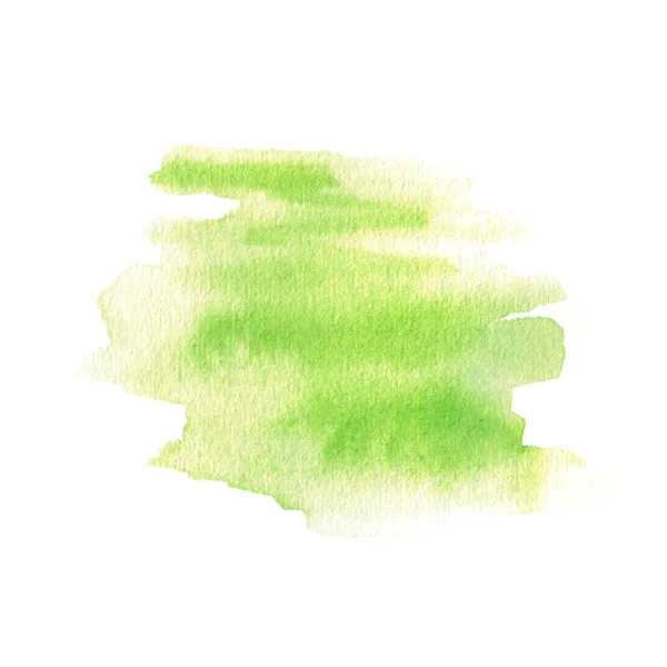 Brilhante Respingo Aquarela Verde Ilustração Desenhada Mão Isolada Sobre Fundo — Fotografia de Stock