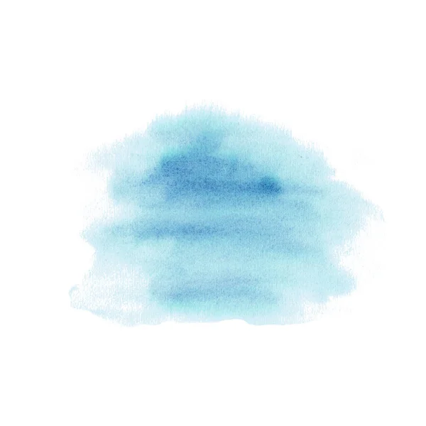 Salpicos Aquarela Azul Ilustração Desenhada Mão Isolada Sobre Fundo Branco — Fotografia de Stock