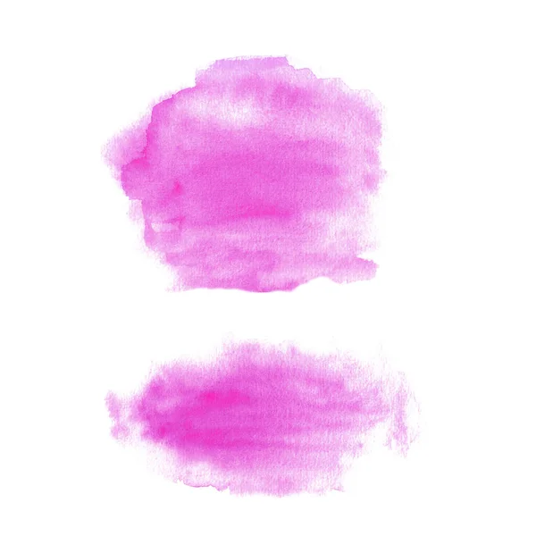 Набор Двух Пурпурных Акварельных Брызг Ручной Рисунок Изолирован Белом Фоне — стоковое фото