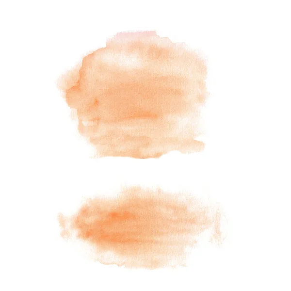 Set Due Spruzzi Acquerello Arancione Illustrazione Disegnata Mano Isolata Sfondo — Foto Stock