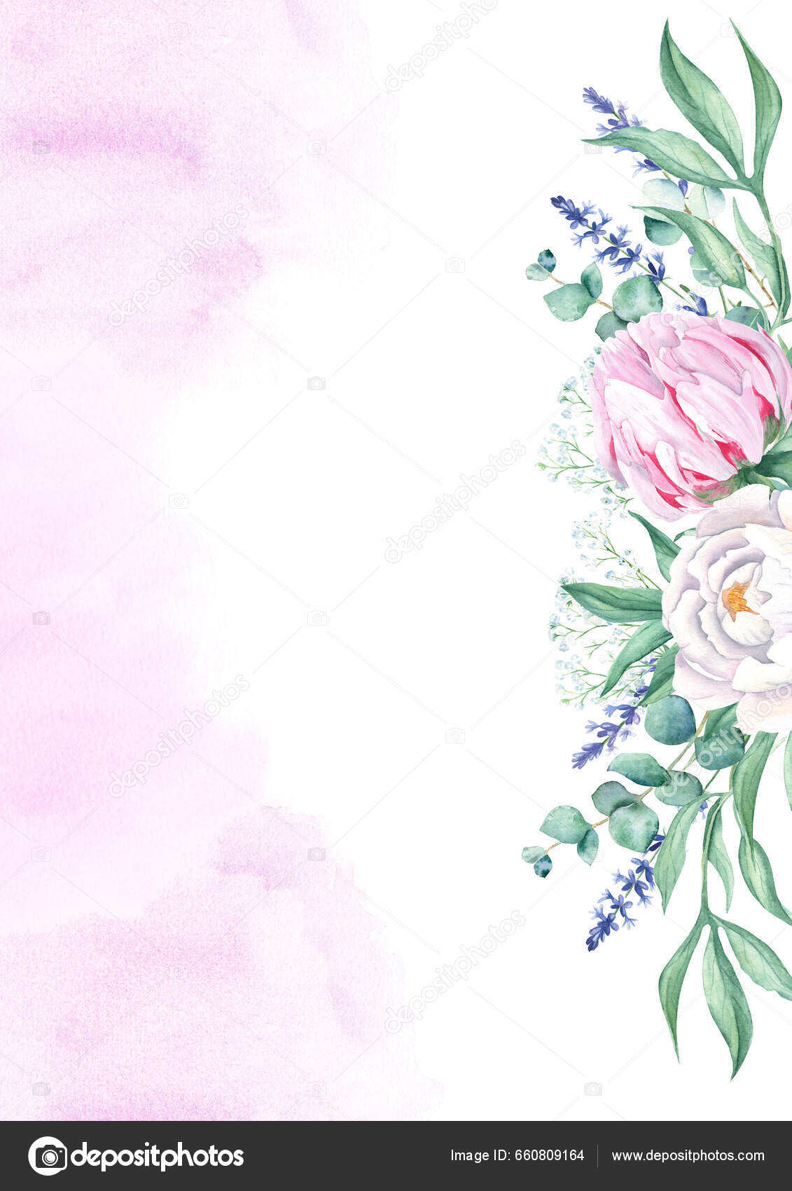 Tarjeta Fondo Floral Plantilla Invitación Boda Con Peonías Blancas Rosadas  — Foto de stock #660809164 © cheusova_art, image size:1131x1700