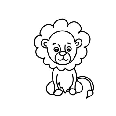 Tatlı aslan vektör çizimi. Hayvan karalama simgesi izole edildi.