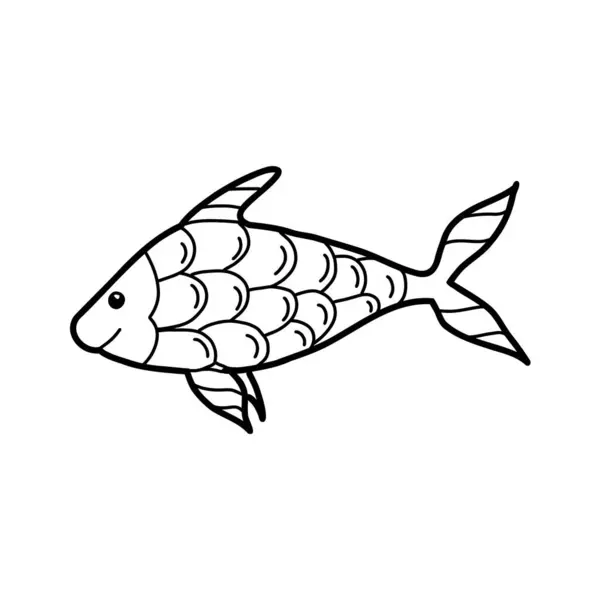 Roztomilé Ryby Izolované Bílém Pozadí Vektorové Ručně Kreslené Ilustrace Stylu — Stockový vektor