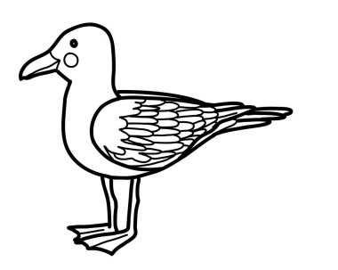 Beyaz arkaplanda karalama tarzında tatlı suluboya martı vektör çizimi. El yapımı deniz tasarımı ögesi