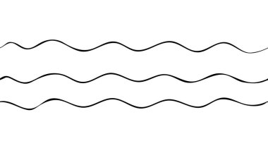 Deniz dalgaları ya da su akışı yatay desenli yatay sınır. El çizimi basit çizgiler. Deniz fırtınası karalaması. Beyaz arkaplanda karalama biçiminde vektör illüstrasyonuName