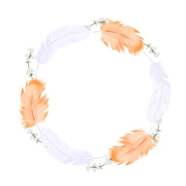 Spring Easter Wreath in pastel colors. Snow willow branches and Feathers. Circle frame, border. Watercolor hand drawn illustration isolated on a white background. For greeting cards, save the date