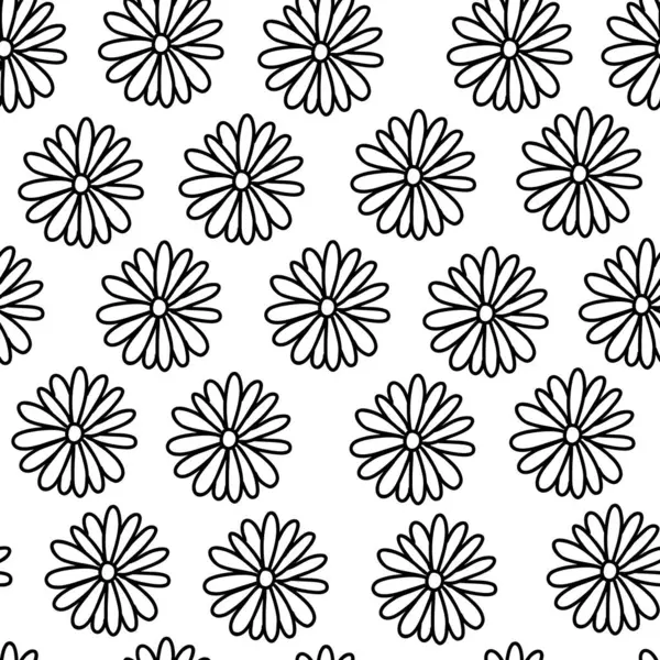 Papatya çiçeği dikişsiz desen. Basit Doodle tarzında elle çizilmiş Daisy Flower çizimi. Paketleme, tekstil baskıları, duvar kağıdı tasarımı için