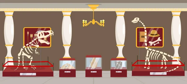 Vektorová Ilustrace Moderní Interiérové Archeologické Výstavy Kreslený Interiér Archeologickými Nalezišti — Stockový vektor