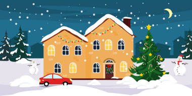 Yenilikçi Yeni Yıl Evi 'nin temsilcisi. Çizgi filmlerde Noel süslemeleri olan ve karla kaplı şehir binaları, Noel ağacı, kardan adam, araba, şehirli gece gökyüzü.